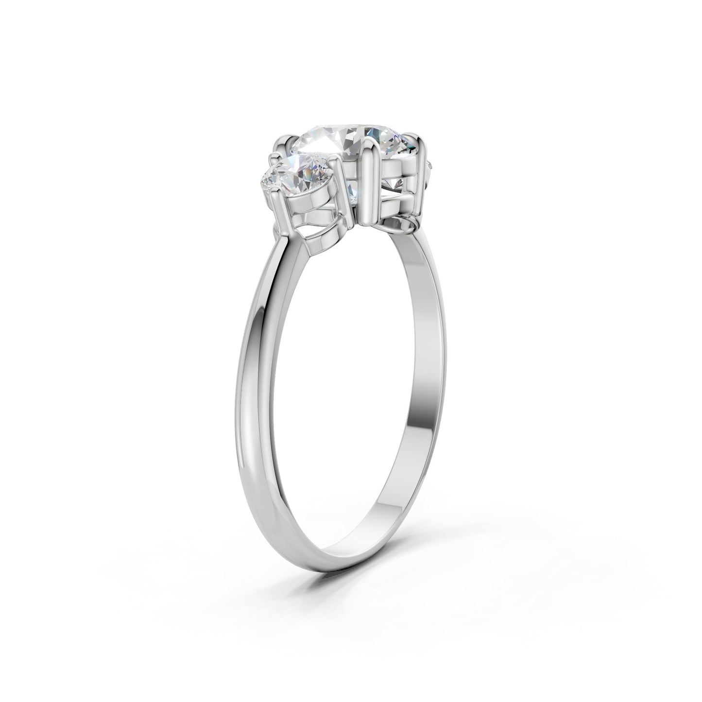 Top-down view showing crisp alignment of the stones and the refined polish of the white gold band.