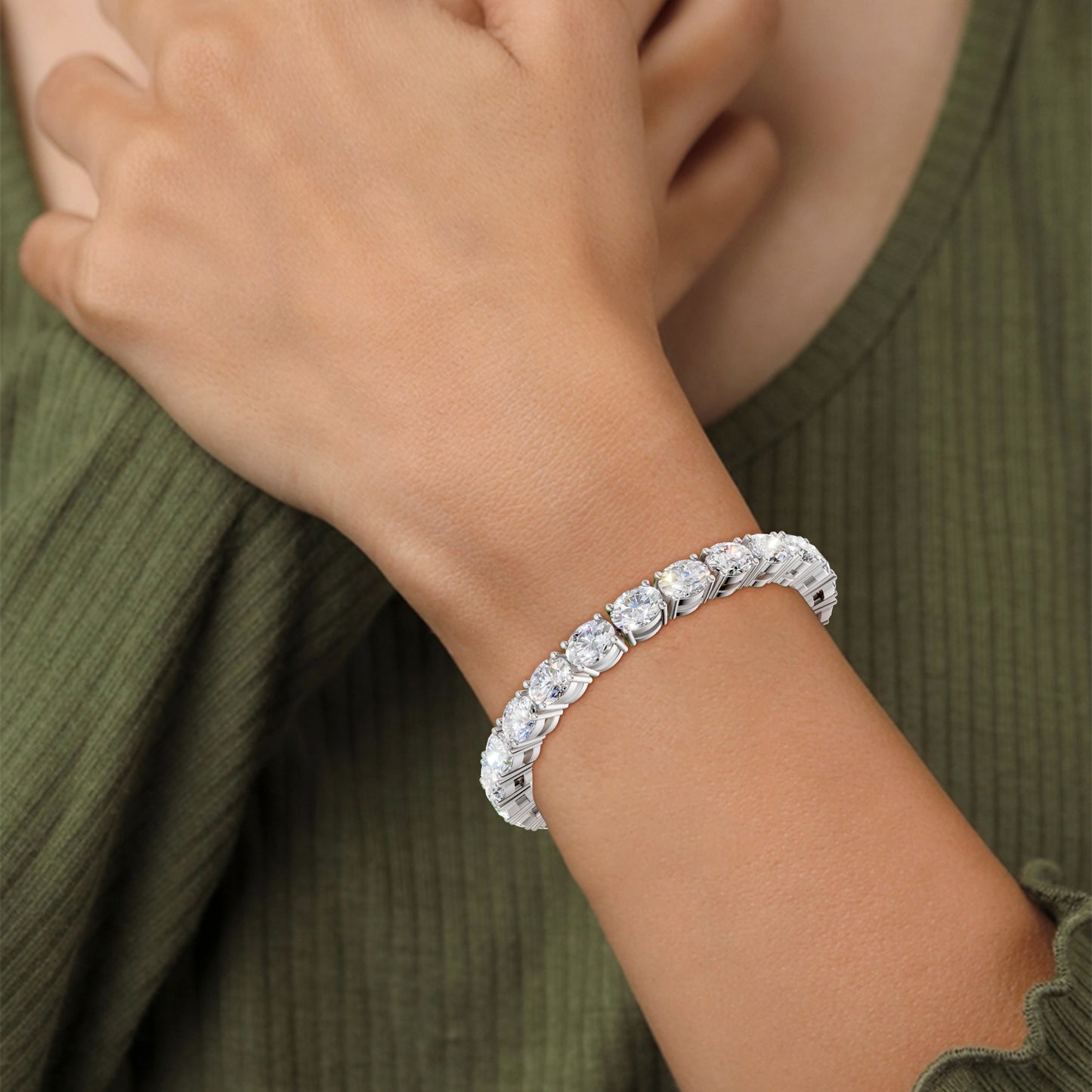 Sophisticated on the wrist, reflecting modern luxury in cool tones.