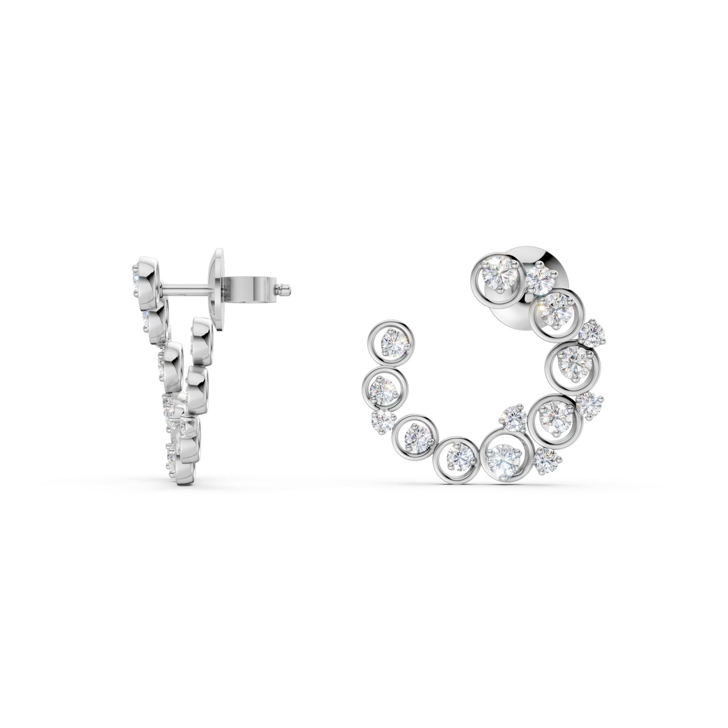 Symmetrical pair displayed side by side to reveal the full form and icy brilliance of the design.