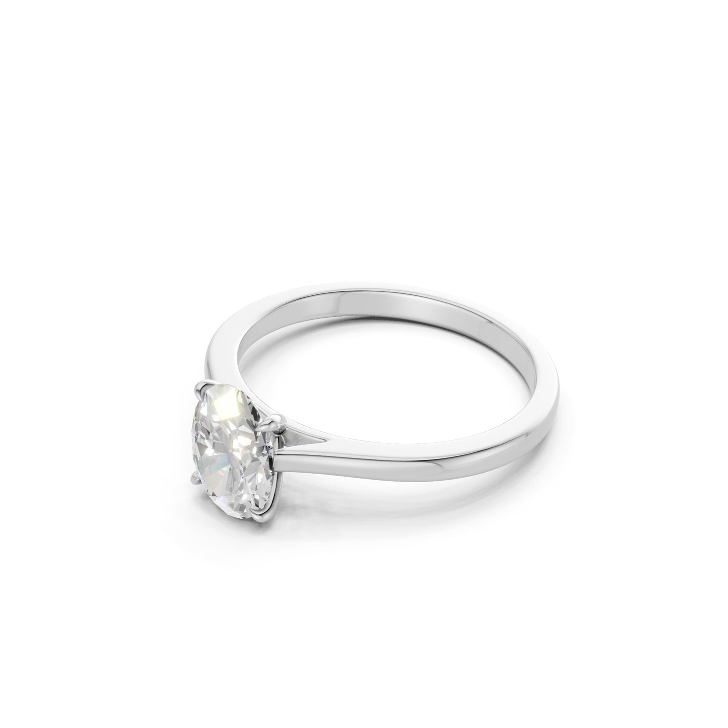 Side profile showcasing the raised setting and the crisp silhouette of a polished white gold band.
