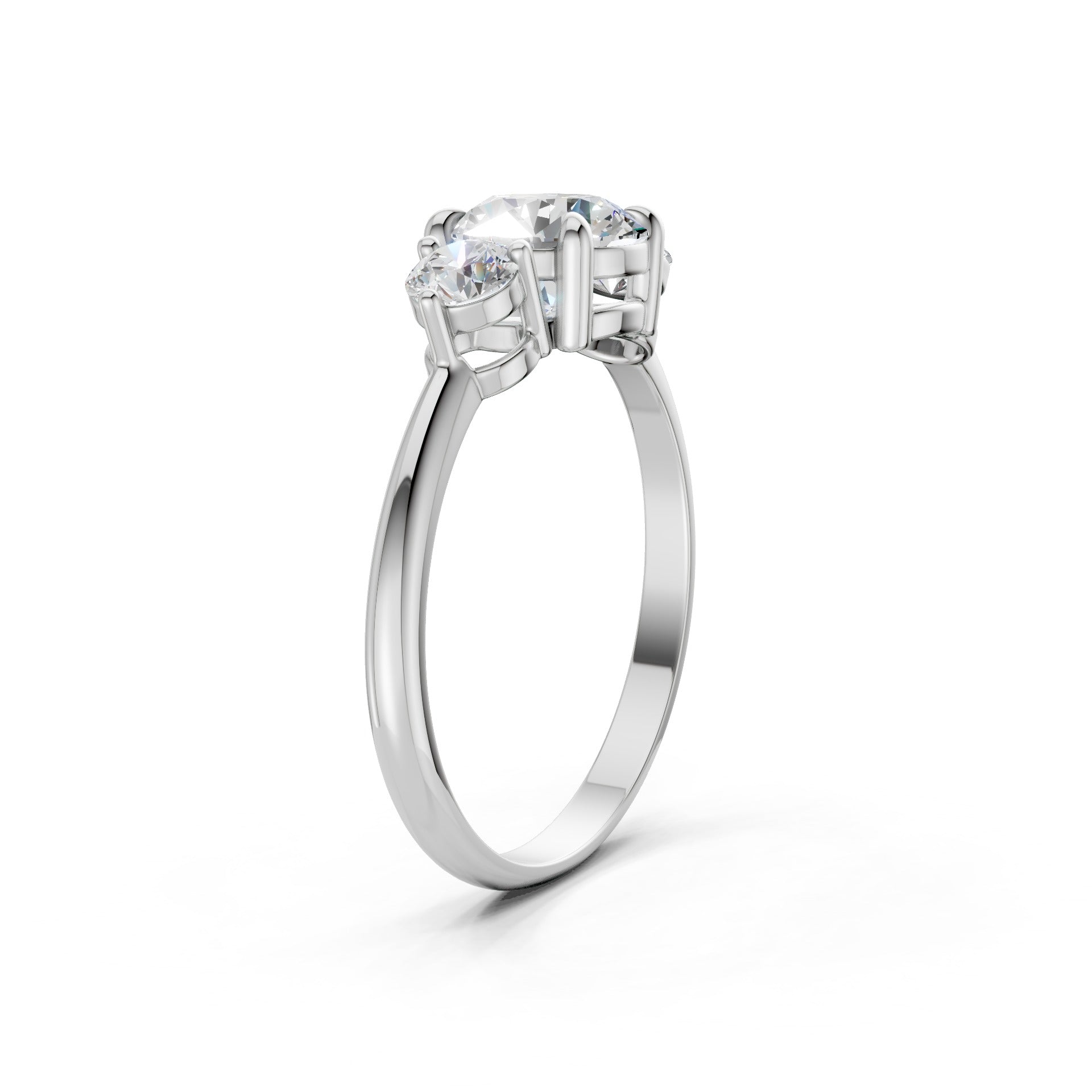 Top-down view showing crisp alignment of the stones and the refined polish of the white gold band.