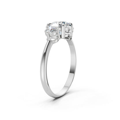 Top-down view showing crisp alignment of the stones and the refined polish of the white gold band.