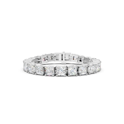 Frontal view of the Princess Cut Diamond 8.40 CT Tennis Bracelet in white gold, highlighting the cool, contemporary clarity of its precision-cut diamonds.